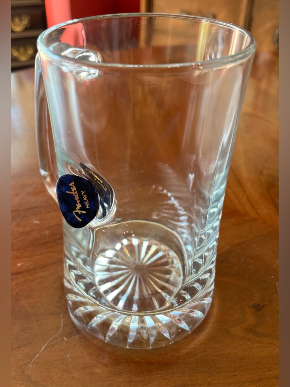 BenShot Guitar Pick Glass Beer Mug w Genuine FENDER Heavy Guitar Pick Embedded